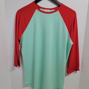 Women's LuLaRoe Raglan 3/4 Sleeve Shirt Size Medium